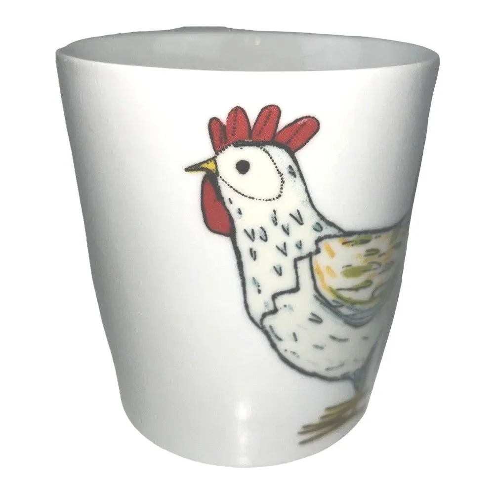 Crate & Barrel Rise And Shine Rooster Coffee Cup Mug Country Farmhouse 16oz